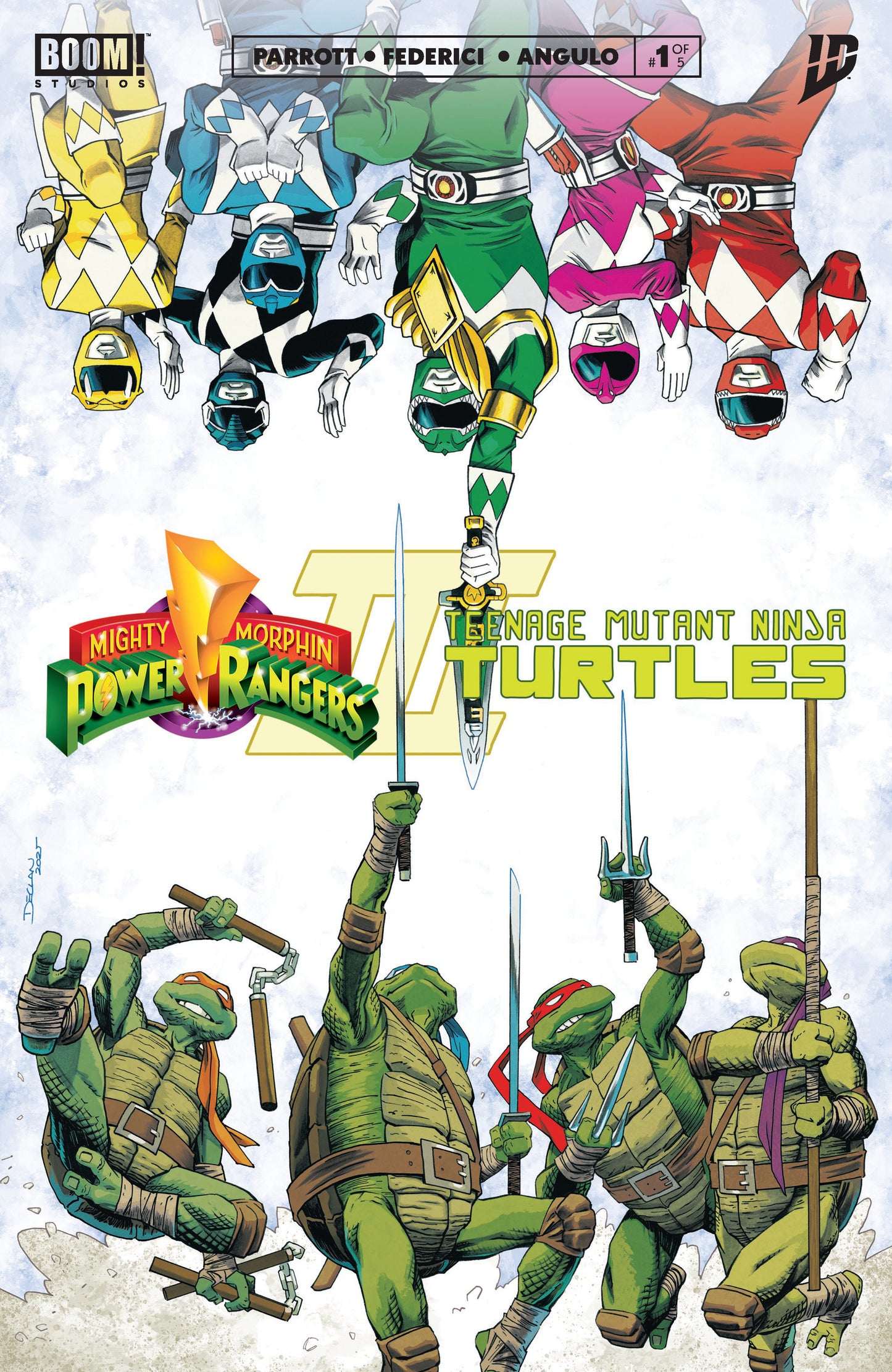 Mighty Morphin Power Rangers Teenage Mutant Ninja Turtles III #1 N FOC Reveal Variant (Dressed, Shalvey)