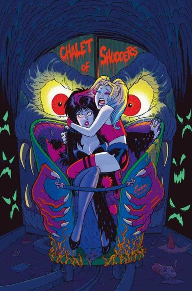 Harley Quinn X Elvira #1 Cover R (1:20) Amanda Conner Foil Full Art Virgin Variant
