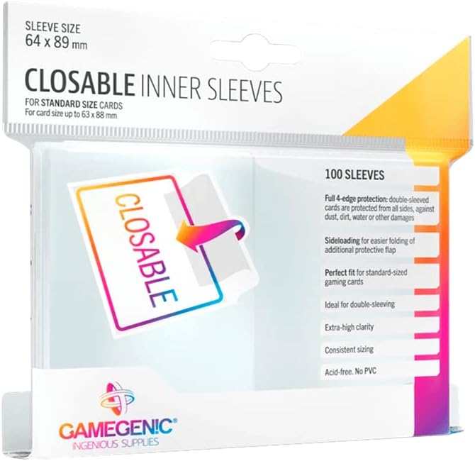 Closable Inner Sleeves | Pack of 100 Clear Standard Card Game Sleeves