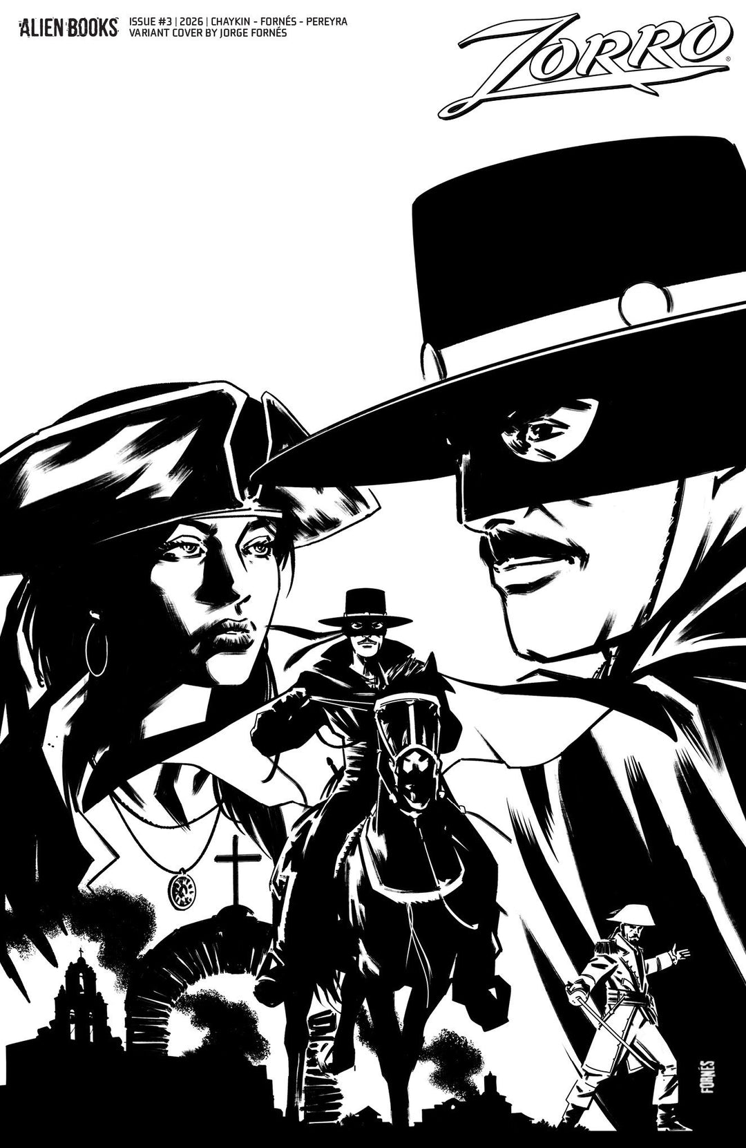 Zorro (2026) #3 Variant D (Fornés Black & White)