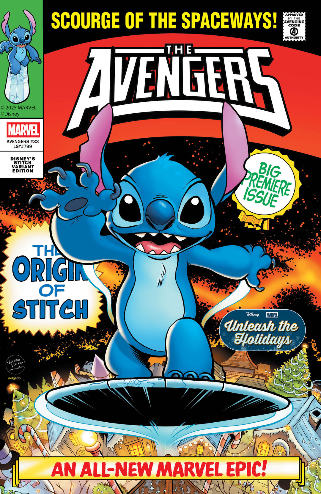 Avengers (2023) #33 Luciano Vecchio Disney Stitch Unleash The Holidays Variant