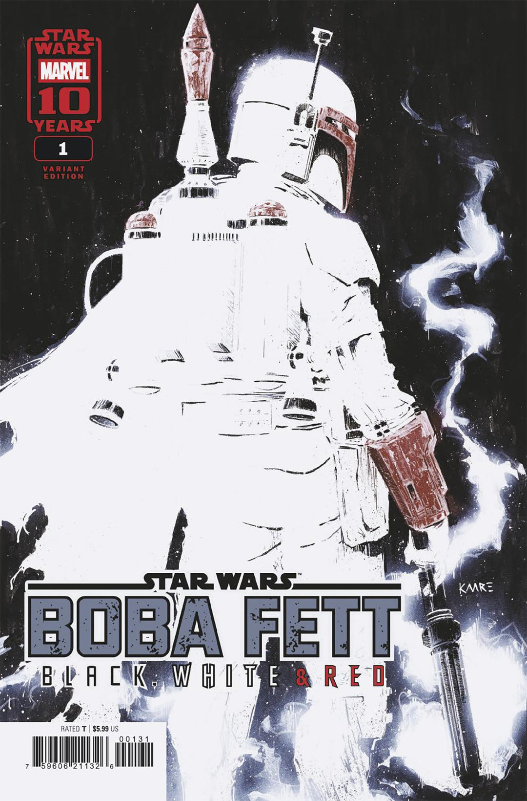 Star Wars Boba Fett Black White & Red #1 Kaare Andrews Variant