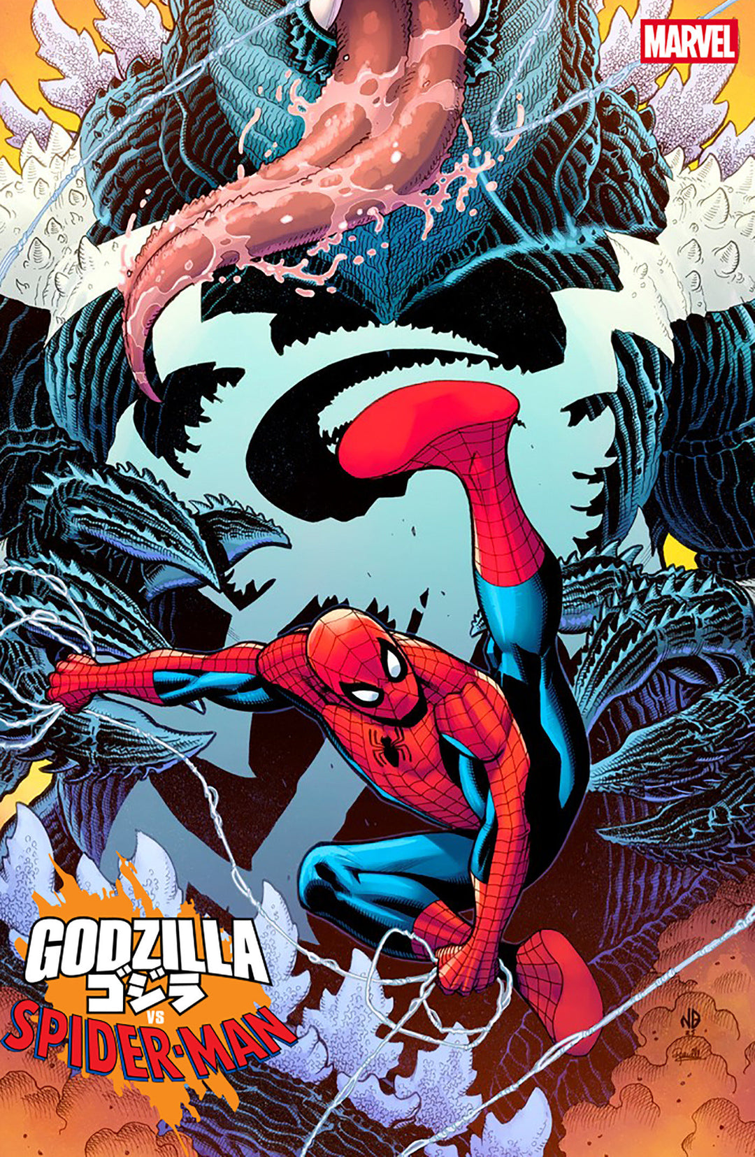 Godzilla vs Spider-Man #1 Nick Bradshaw Venomized Godzilla Variant