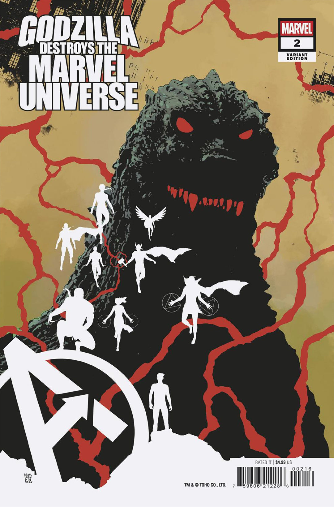 Godzilla Destroys The Marvel Universe #2 Variant (1:25) Andrea Sorrentino Edition