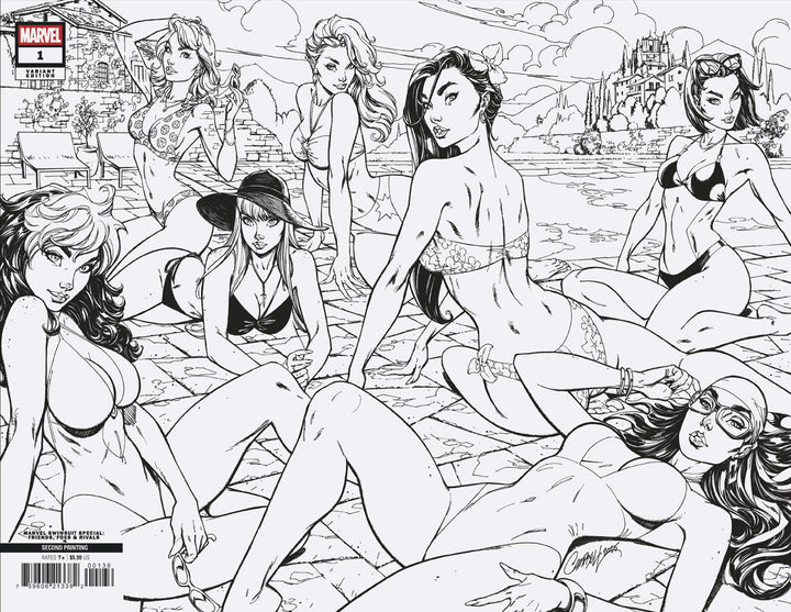 Marvel Swimsuit Special: Friends, Foes & Rivals #1 Variant (2nd Print) J.Scott Campbell (1:25) Inks Virgin Edition