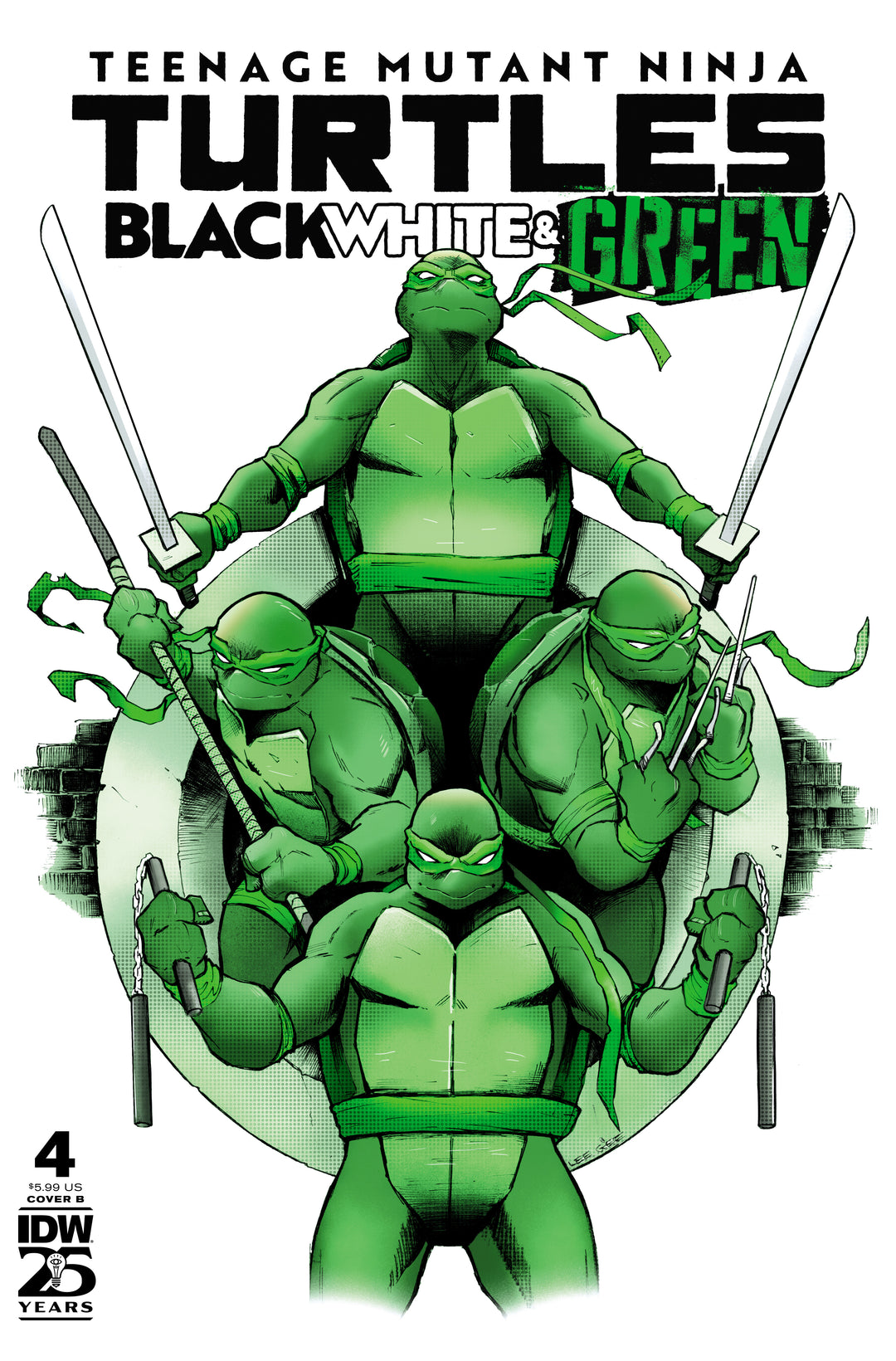 Teenage Mutant Ninja Turtles Black White And Green #4 Variant B (Garbett)