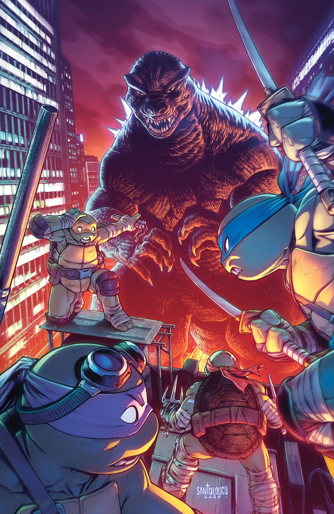 Teenage Mutant Ninja Turtles X Godzilla #2 Variant D (1:25) (Santolouco Full Art)