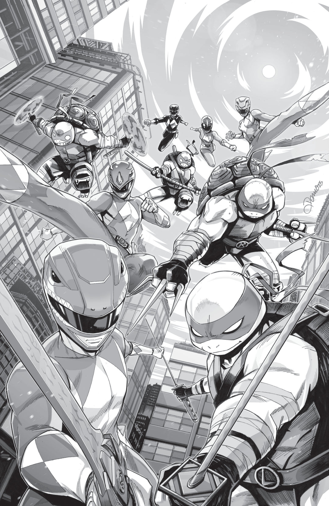 Mighty Morphin Power Rangers Teenage Mutant Ninja Turtles III #1 G (1:10) Variant Edition (Full Art, Zonno Inks)