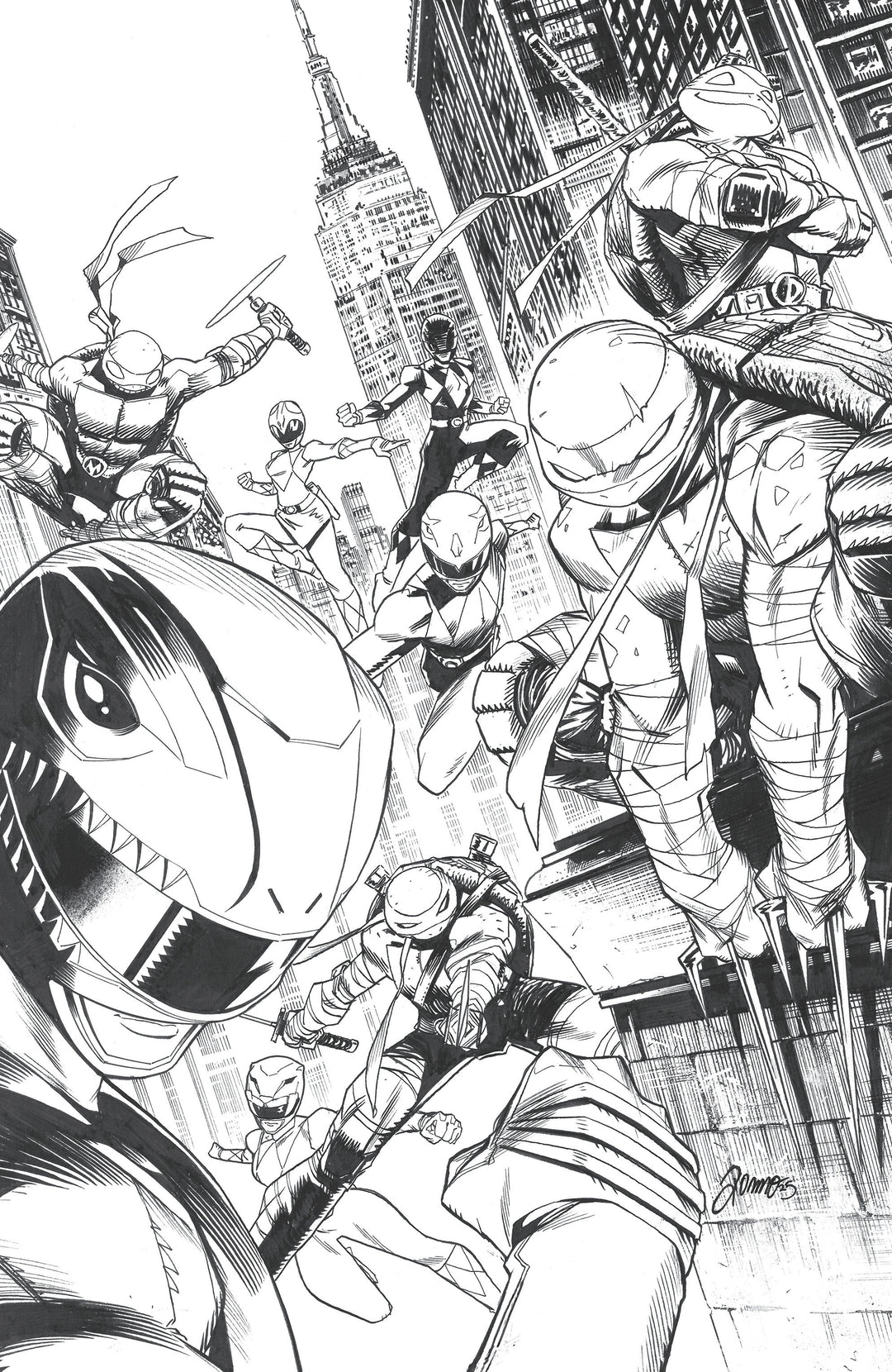 Mighty Morphin Power Rangers/Teenage Mutant Ninja Turtles III #5 E (1:10) Variant Edition (Full Art, Inks, Zonno)
