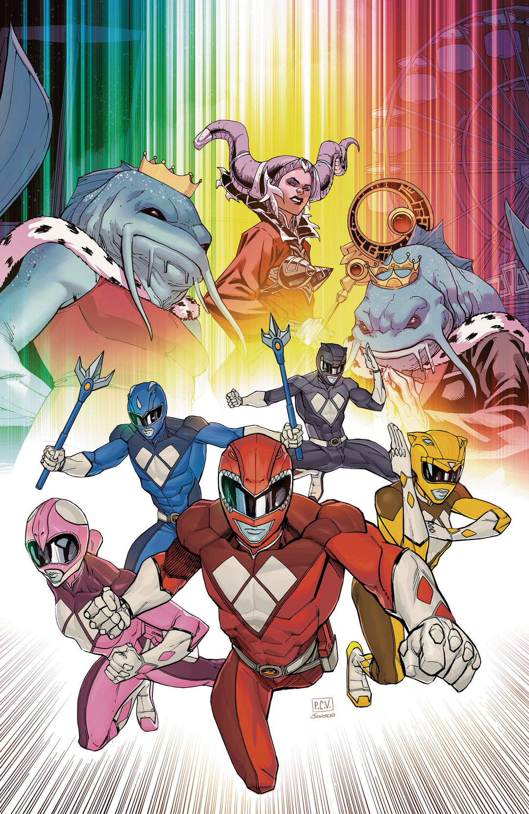 Mighty Morphin Power Rangers (2026) #4 Cover F (1:10) Sevy Full Art Virgin Foil Variant
