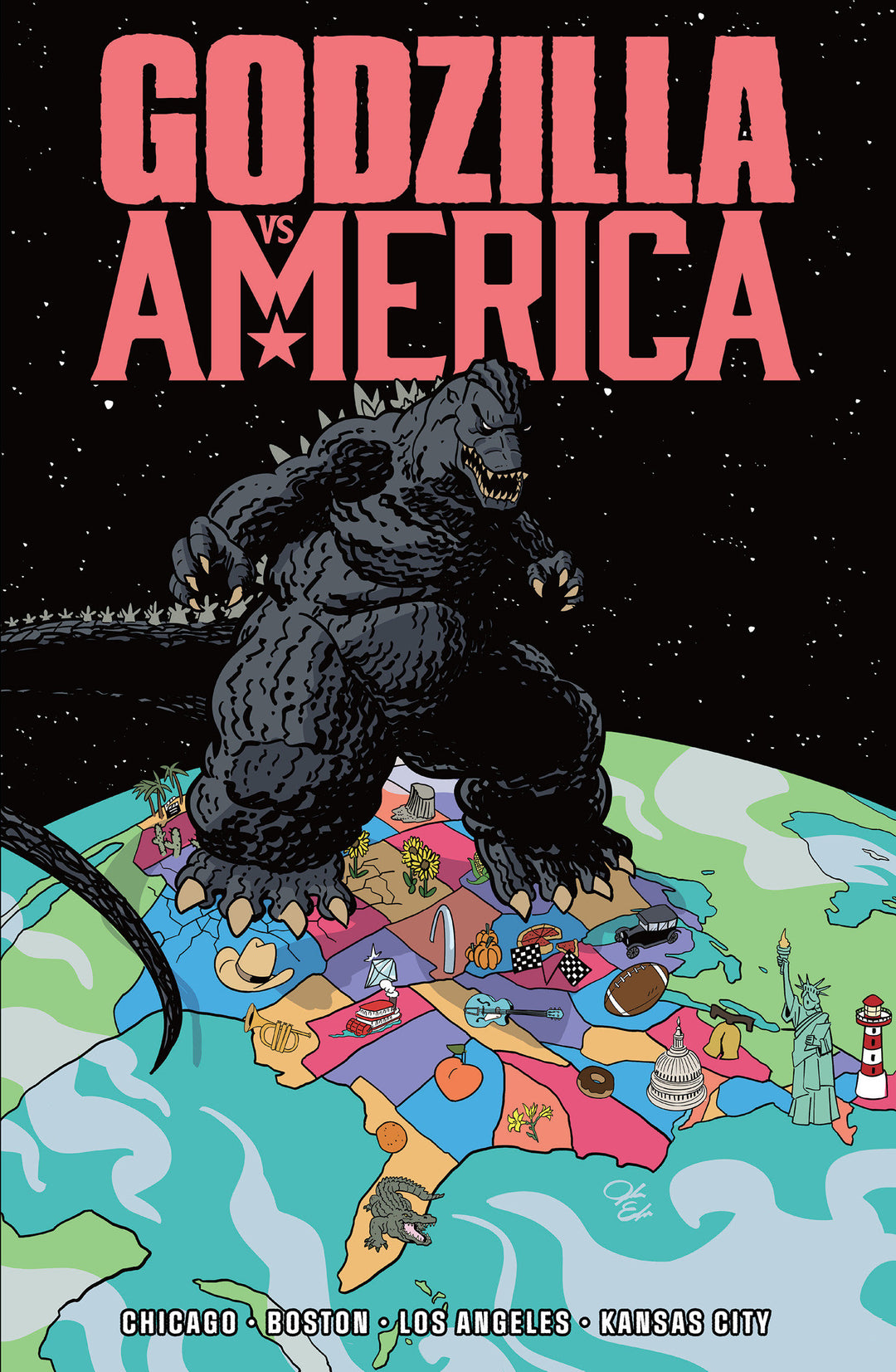Godzilla vs America Boston Chicago Kansas City Los Angeles GN