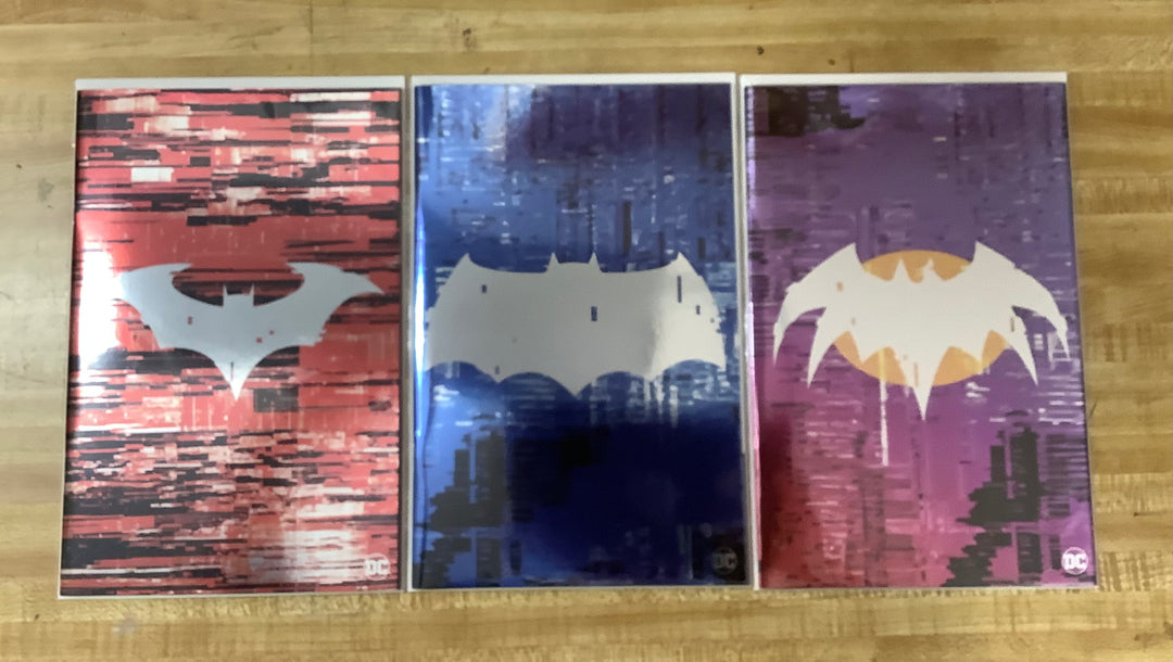 Lot of 3 Batman (2016) #139-#141 Bat Symbol Glitch Foil Virgin Complete Variant Set