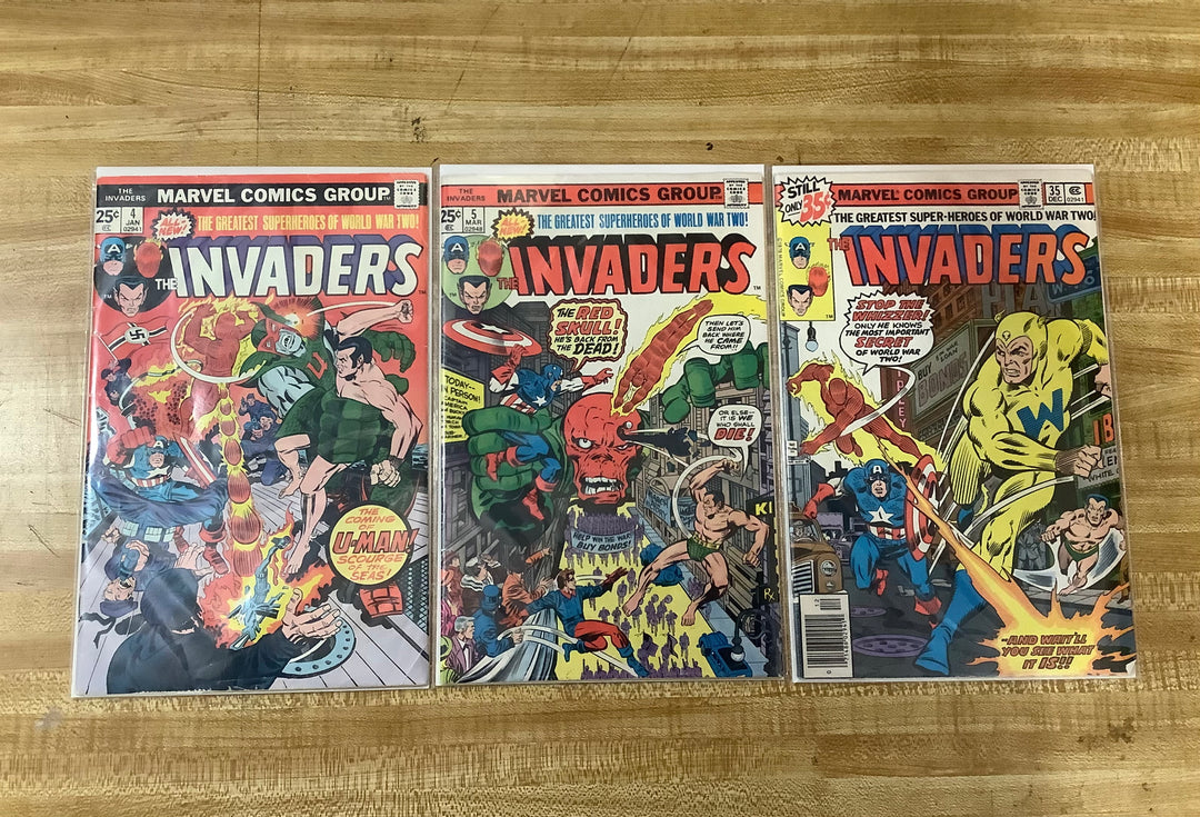 Lot of 3 Invaders (1976) Marvel Comic Books #4, #5, #35 Assortment Set <OXL-01>