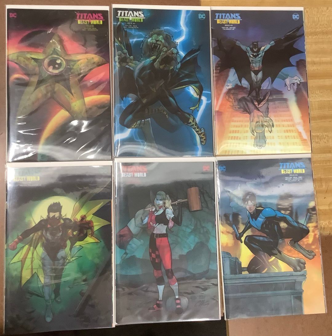 Lot of 6 Titans Beast World #1-#6 Clayton Henry Lenticular Variants Complete Series Set