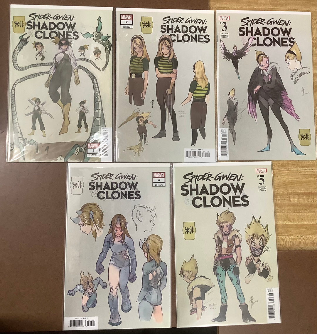 Lot of 5 Spider-Gwen Shadow Clones #1-#5 1:10 Momoko Design Variants Complete Series Set
