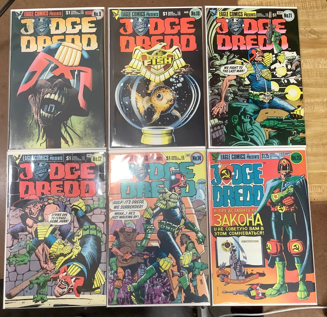 Lot of 13 Judge Dredd (1983) Eagle Comic Book Lot #2-#7, #9-#12, #14, #23 & #32 <OXL-01>