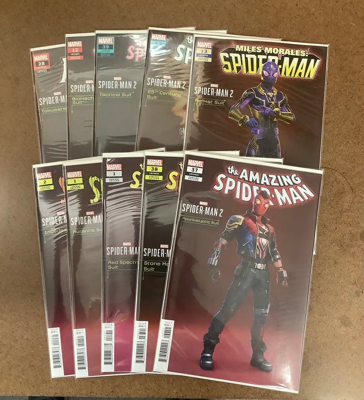 Lot of 10 Marvel Comics Spider-Man 2 Video Game Suits Variant Complete Set <OXL-03>
