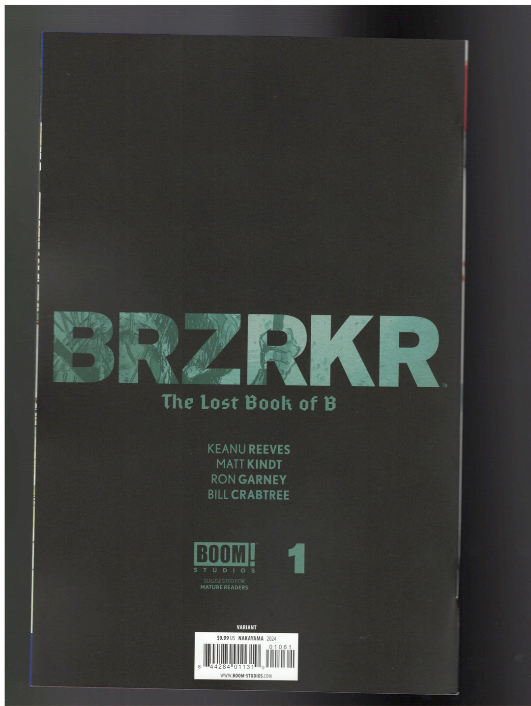 BRZRKR The Lost Book Of B #1 Cover F (1:25) Nakayama Virgin Variant Edition (Mature)