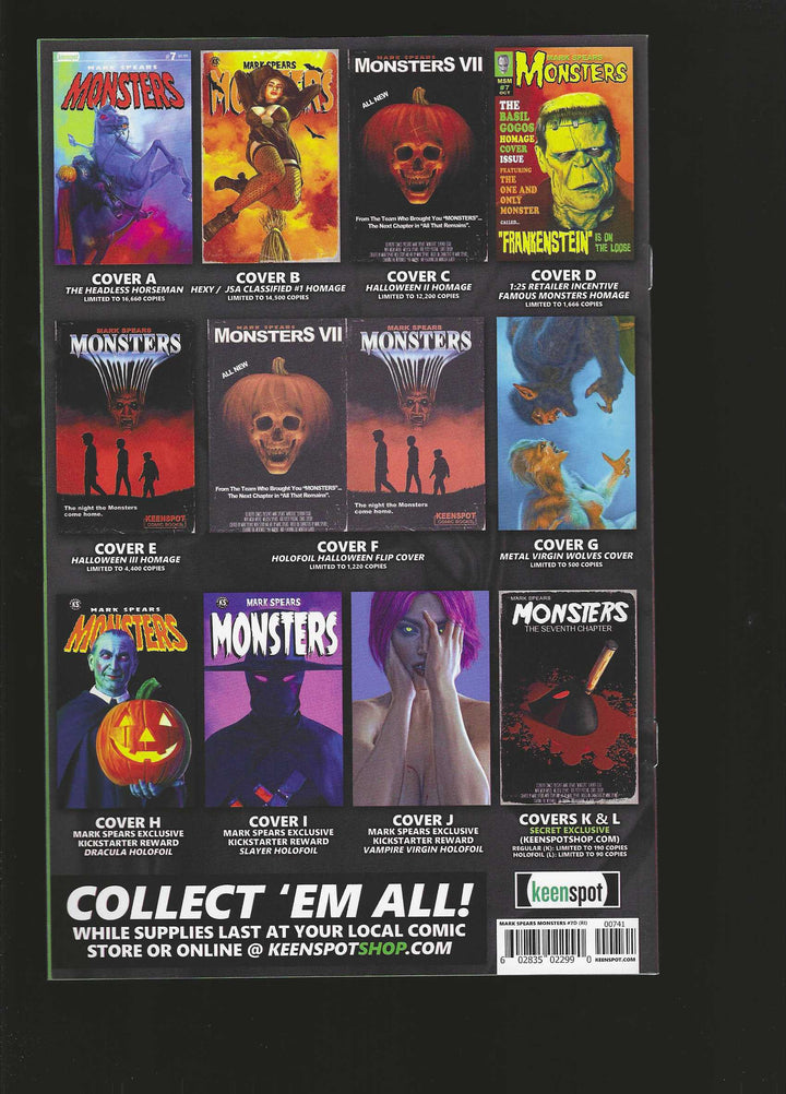 Mark Spears Monsters #7 Cover D (1:25) Mark Spears Famous Monsters Of Filmland Homage Variant (Free)
