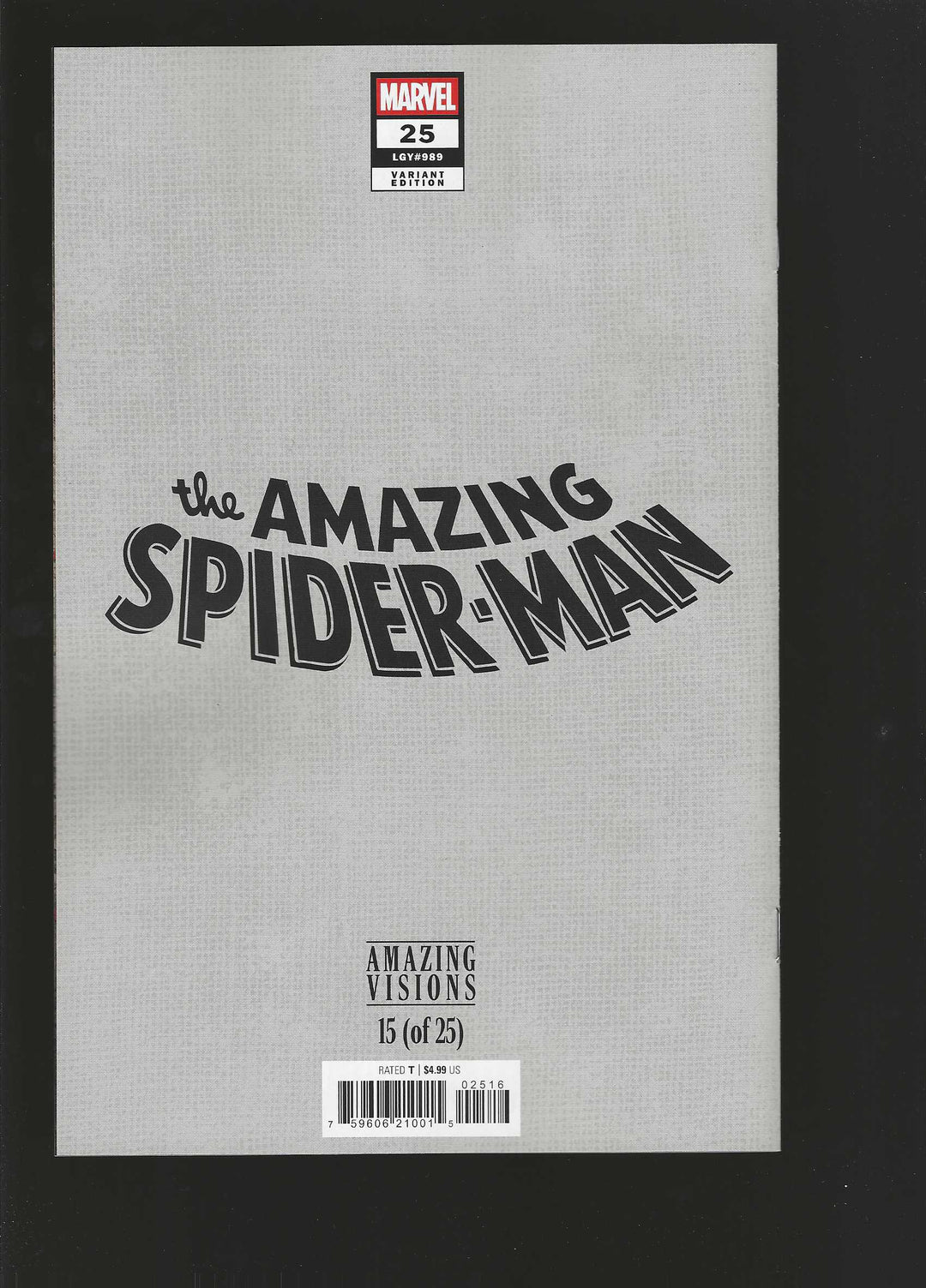 Amazing Spider-Man (2025) #25 [Death Spiral Pt. 5] Variant (1:100) Lee Bermejo Amazing Visions Full Art Virgin Edition