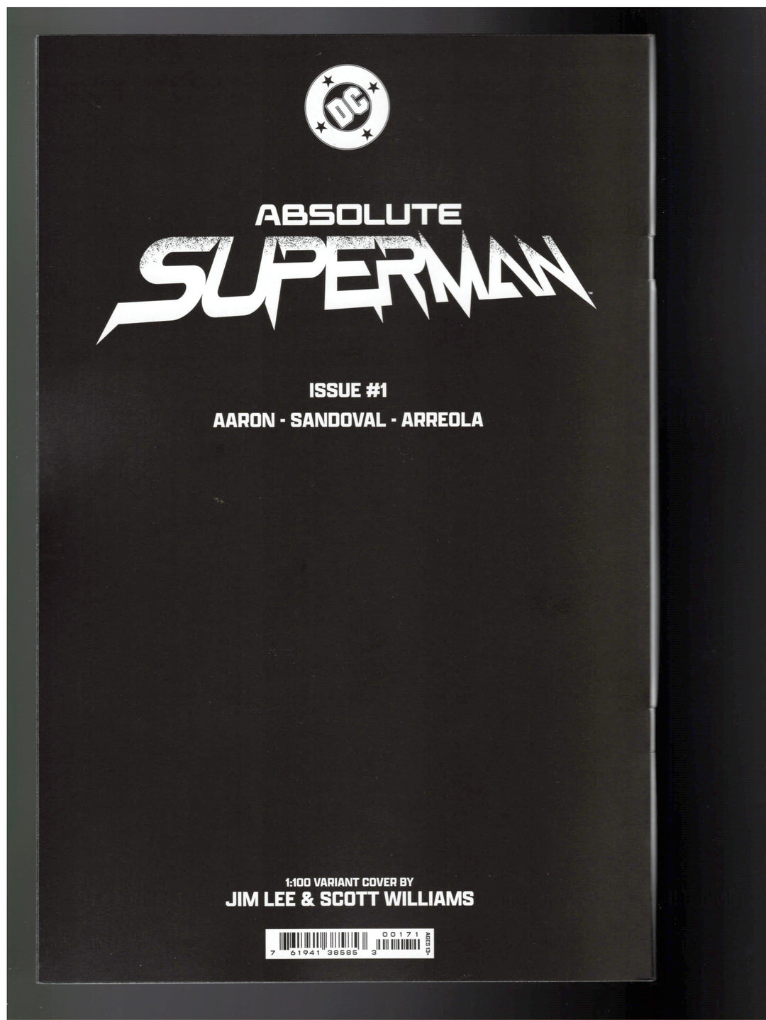 Absolute Superman #1 Cover H (1:100) Jim Lee Black & White Card Stock Variant