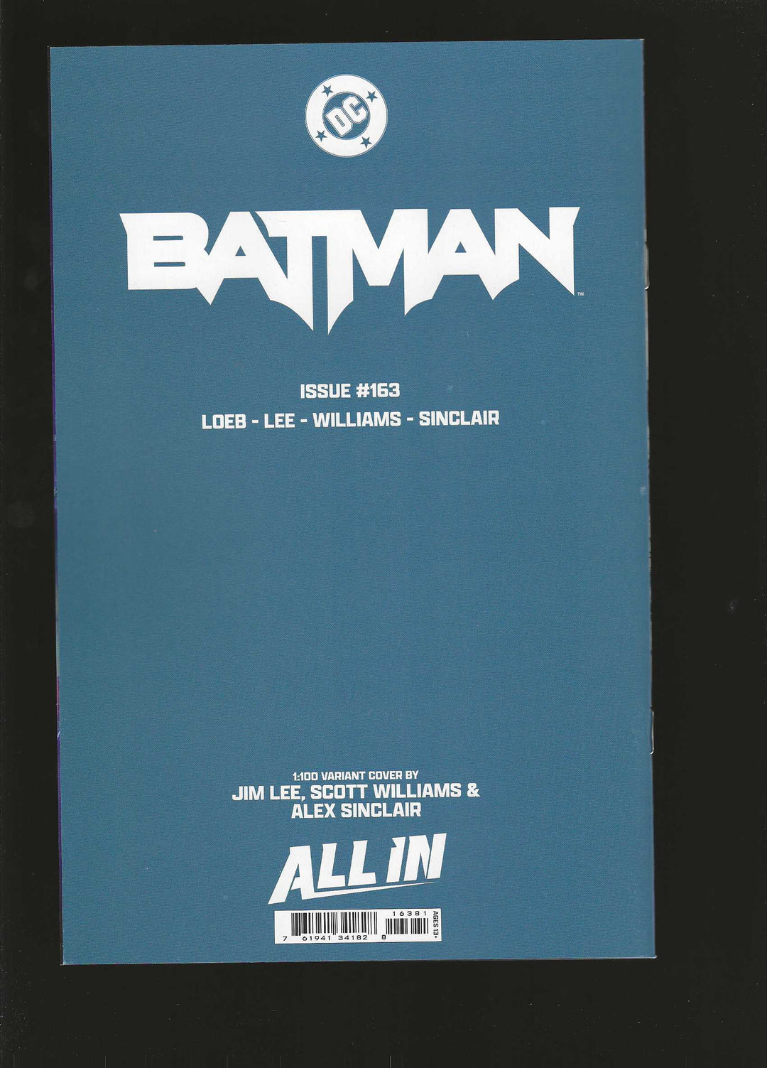 Batman (2016) #163 Cover P (1:100) Jim Lee & Scott Williams Virgin Card Stock Variant