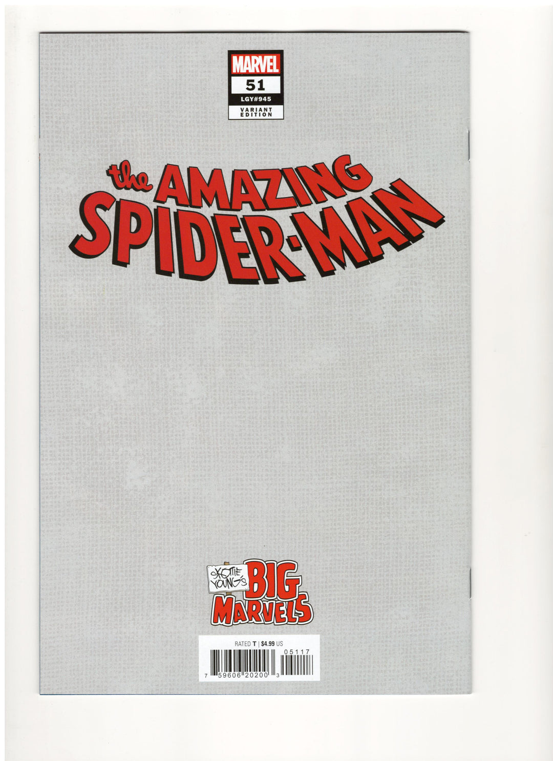 Amazing Spider-Man (2022) #51 Variant (1:50) Skottie Young's Big Marvel Virgin Black And White Edition