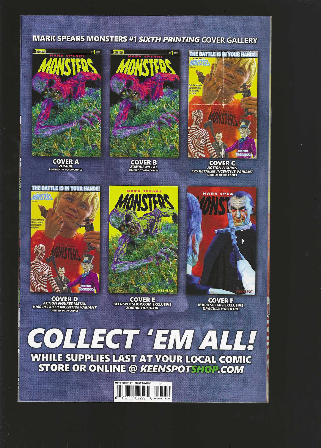 Mark Spears Monsters #1 Variant (6th Print) Cover C (1:25) Mark Spears Action Figure Edition