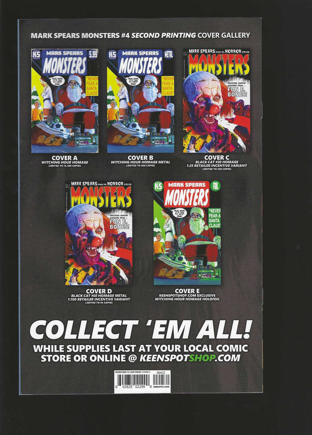 Mark Spears Monsters #4 Variant (2nd Print) Cover C (1:25) Mark Spears Black Cat #50 Homage Clown Edition