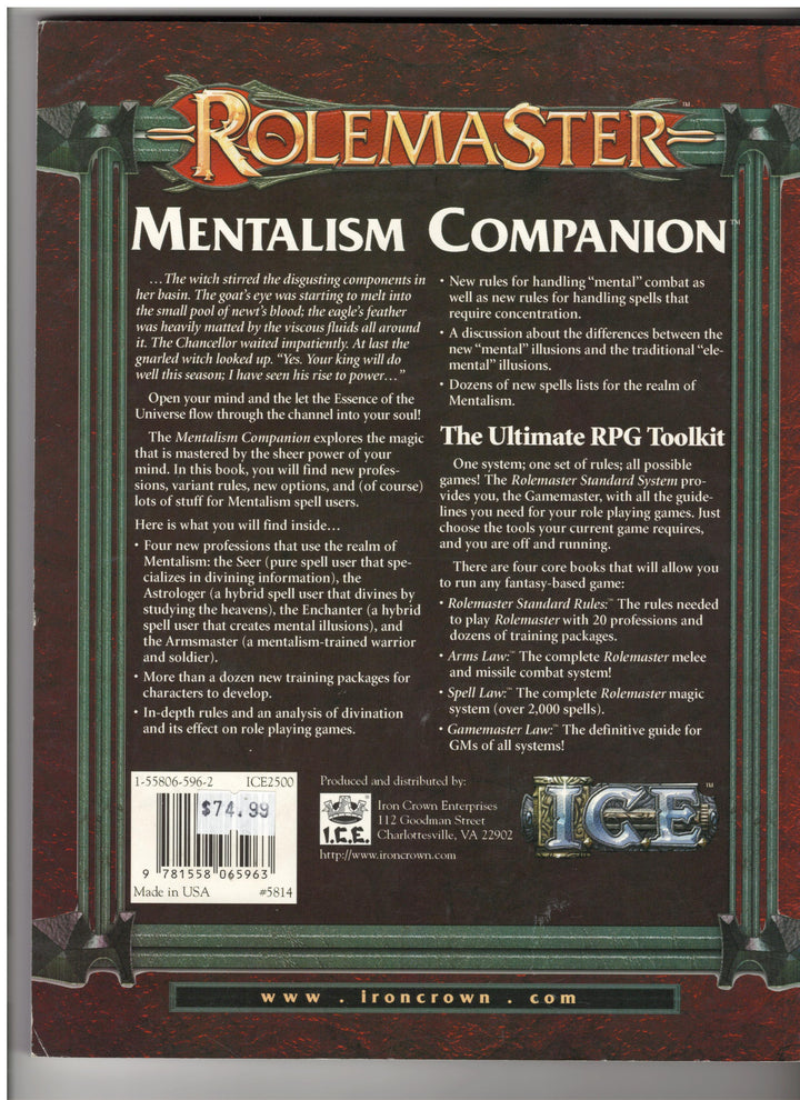 Mentalism Companion (2003) - A Rolemaster Sourcebook