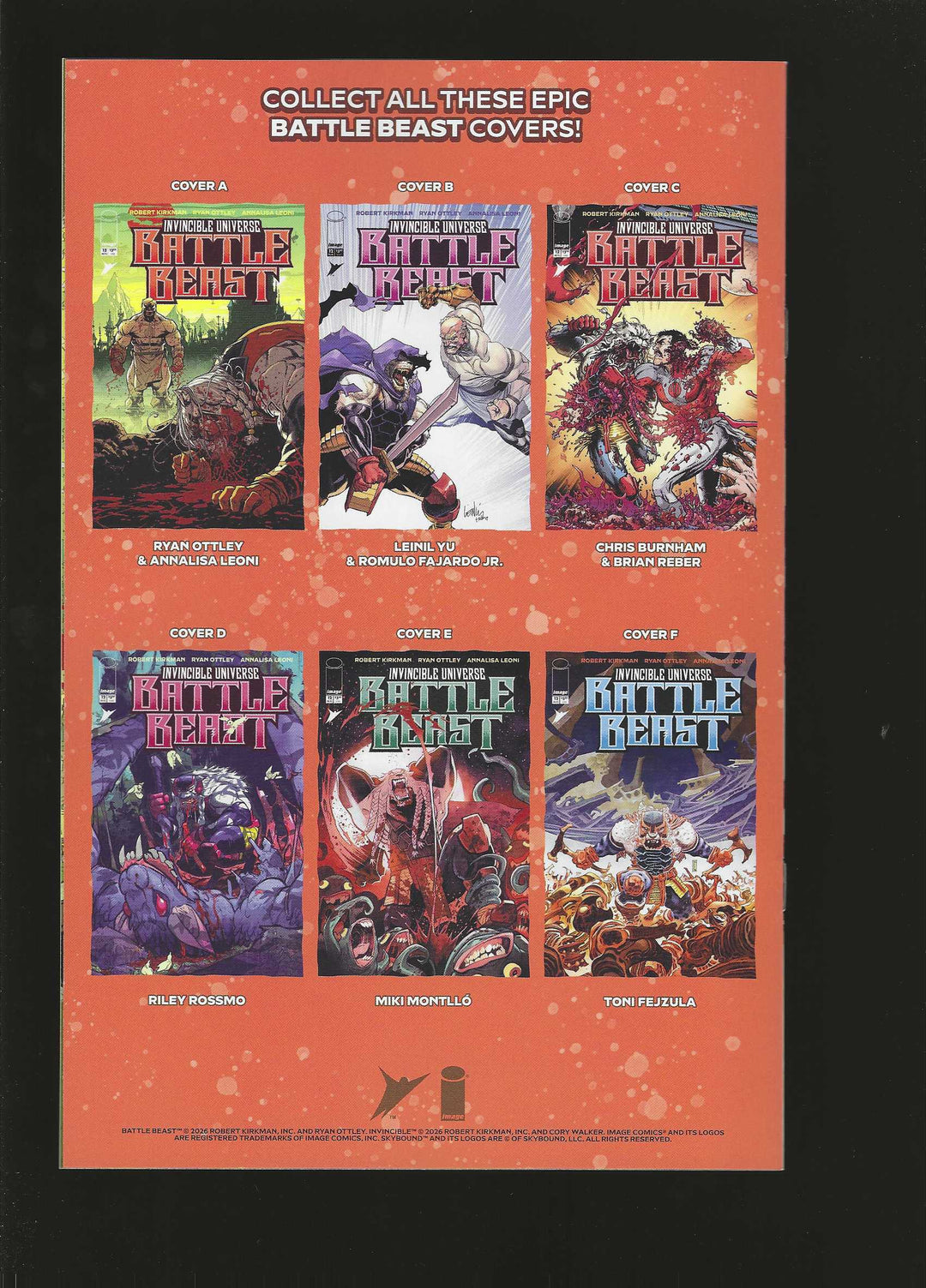 Invincible Universe Battle Beast #12 Cover F (1:100) Toni Fejzula Variant