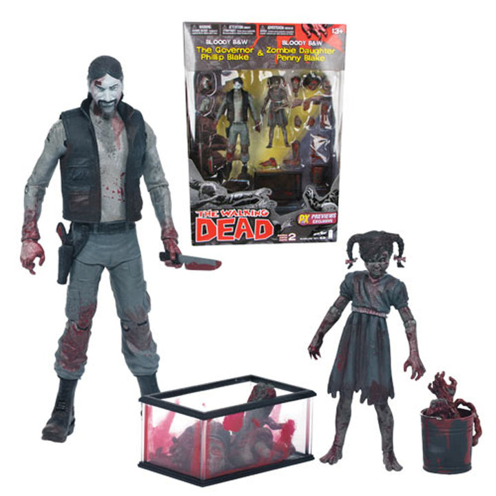 Walking Dead Comic Series 2 Black and White Bloody Governor and Penny Previews Exclusive Action Figure 2-Pack