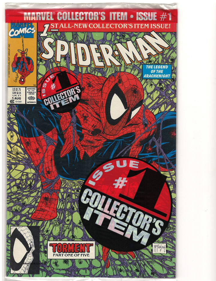 Spider-Man (1990) #1 1st Print Polybag Variant RARE SEALED NM- OXV-02