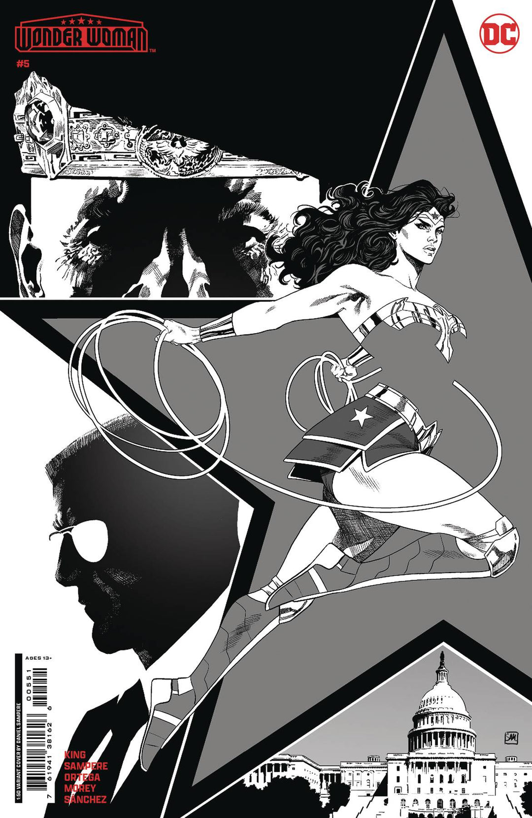 Wonder Woman (2023) #5 Cover E (1:50) Daniel Sampere Black & White Card Stock Variant