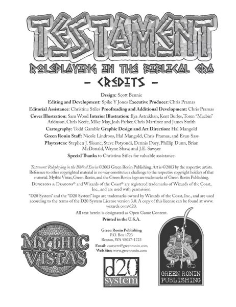 Testament: Roleplaying in the Biblical Era (2003)