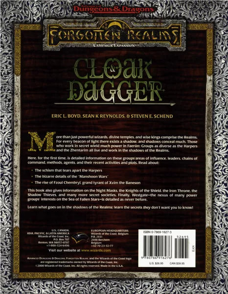 D&D: Forgotten Realms: Cloak & Dagger (2000) NM-