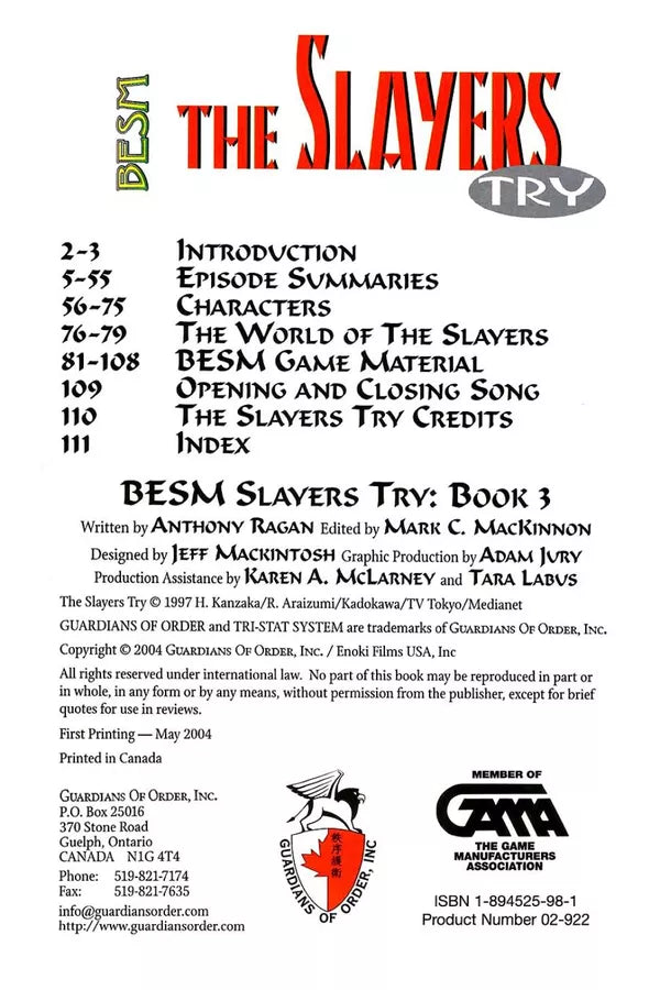 BESM The Slayers Try: Book 3 (2004)