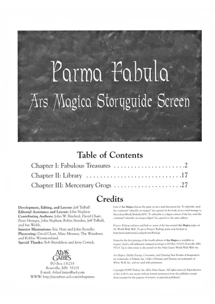 Parma Fabula: The Ars Magica Storyguide Screen (1996)