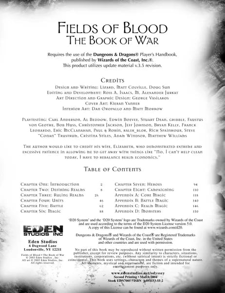 Fields of Blood: The Book of War (2003)