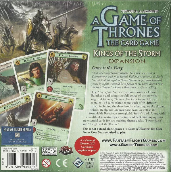 game of thrones board game card sleeves A Game of Thrones: the Card Game: Kings of the Storm Expansion