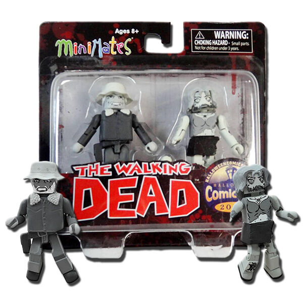 Walking Dead B&W Winter Coat Dale & Female Zombie Minimates Figure Set